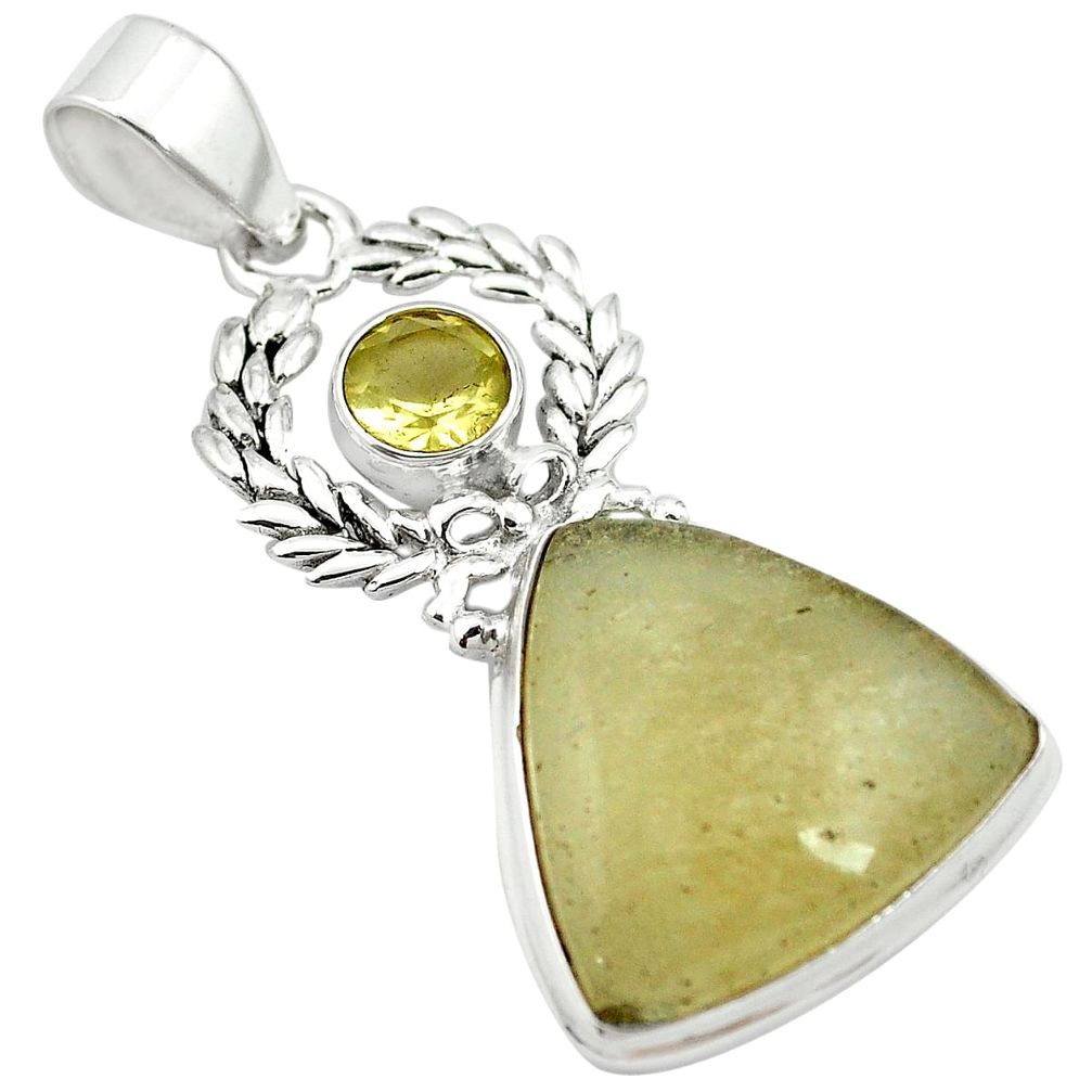 Natural libyan desert glass (gold tektite) 925 silver pendant jewelry m62740