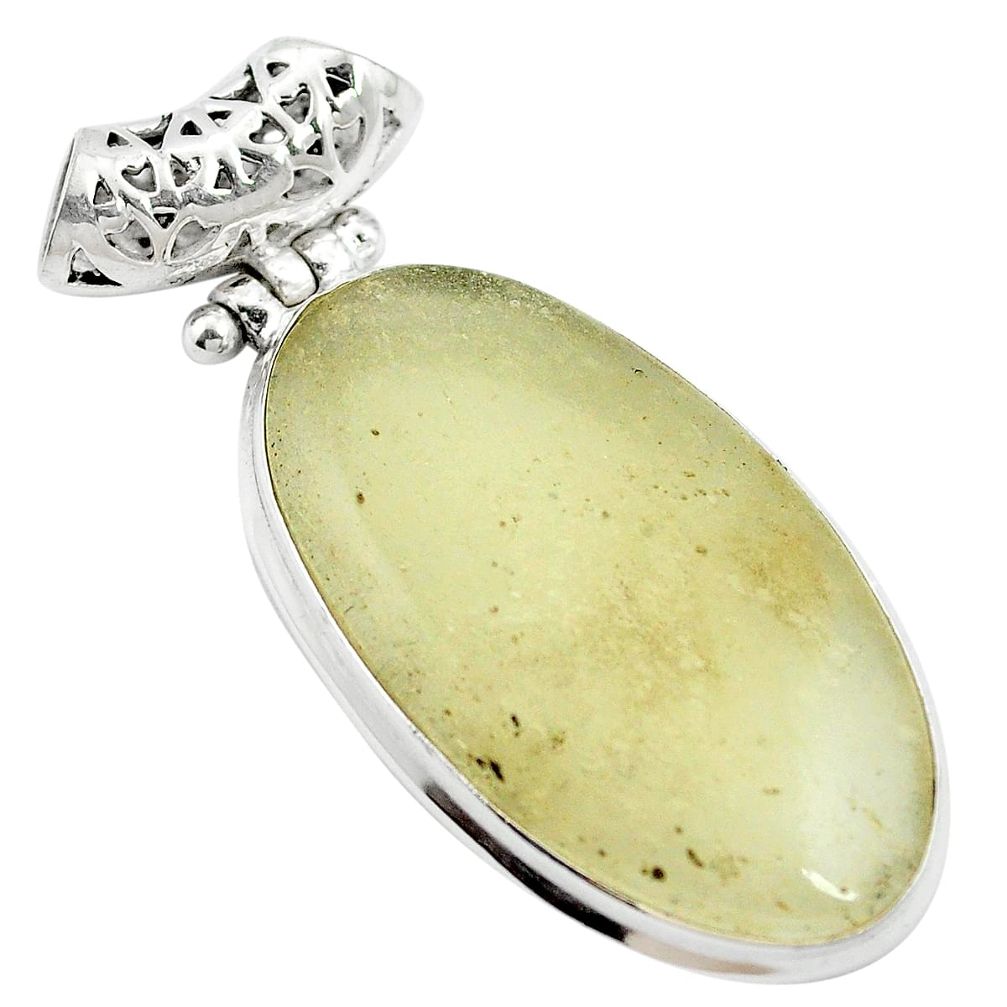 20.33cts natural libyan desert glass (gold tektite) 925 silver pendant m62763