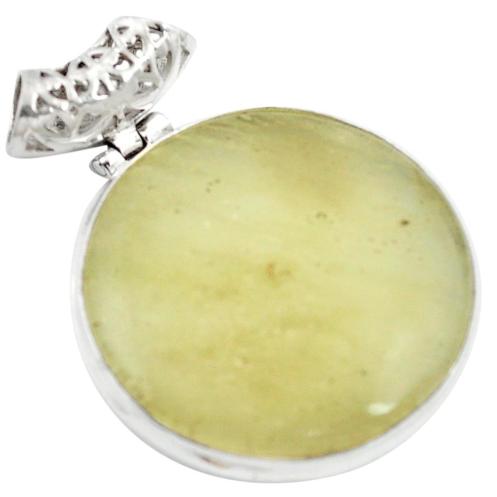 27.70cts natural libyan desert glass (gold tektite) 925 silver pendant m62764