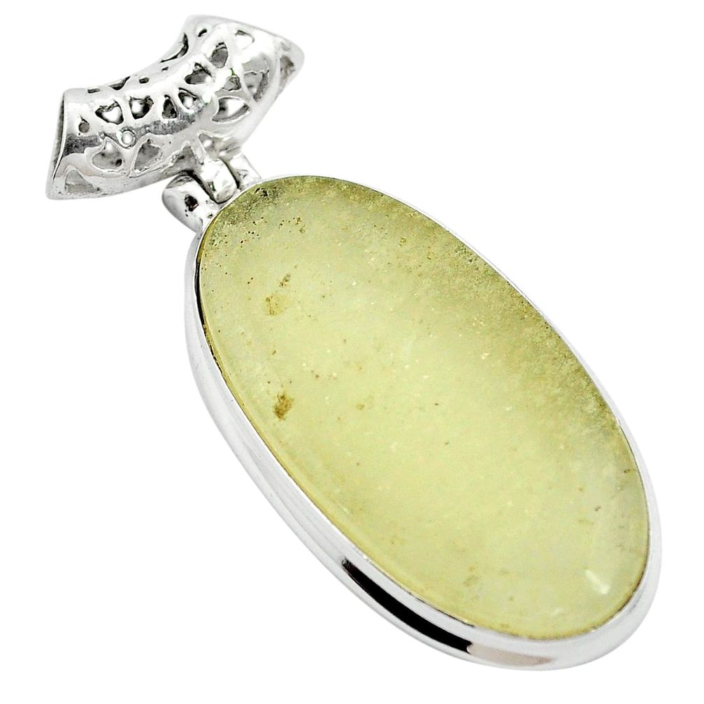 23.46cts natural libyan desert glass (gold tektite) 925 silver pendant m62767