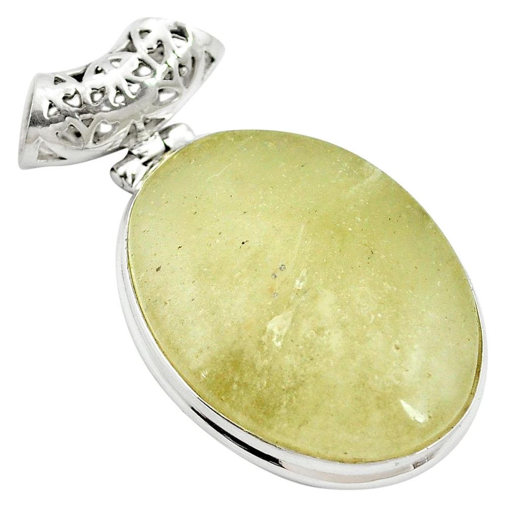 24.92cts natural libyan desert glass (gold tektite) 925 silver pendant m62771