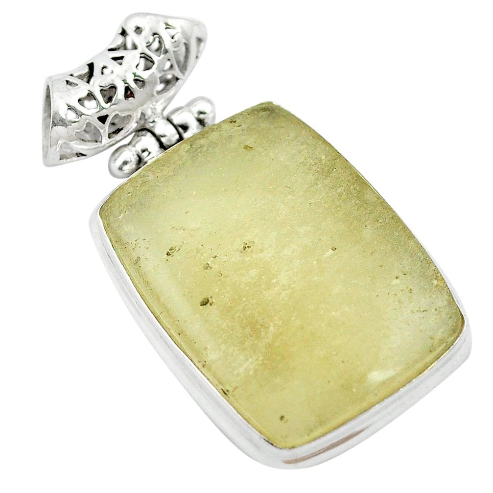 24.00cts natural libyan desert glass (gold tektite) 925 silver pendant m62772