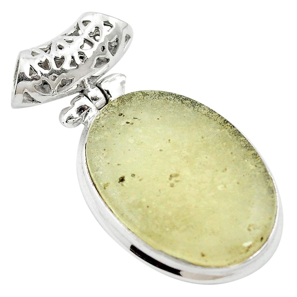 16.87cts natural libyan desert glass (gold tektite) 925 silver pendant m62786