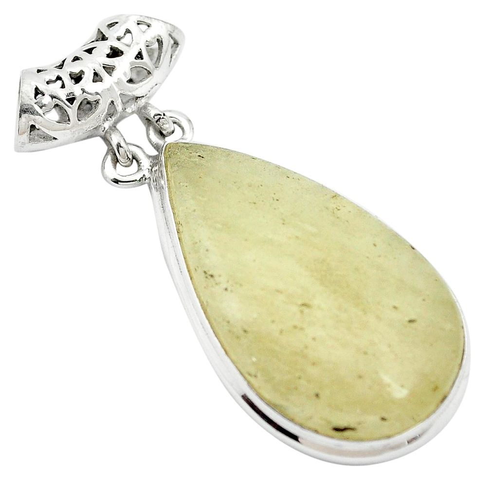 18.46cts natural libyan desert glass (gold tektite) 925 silver pendant m62793