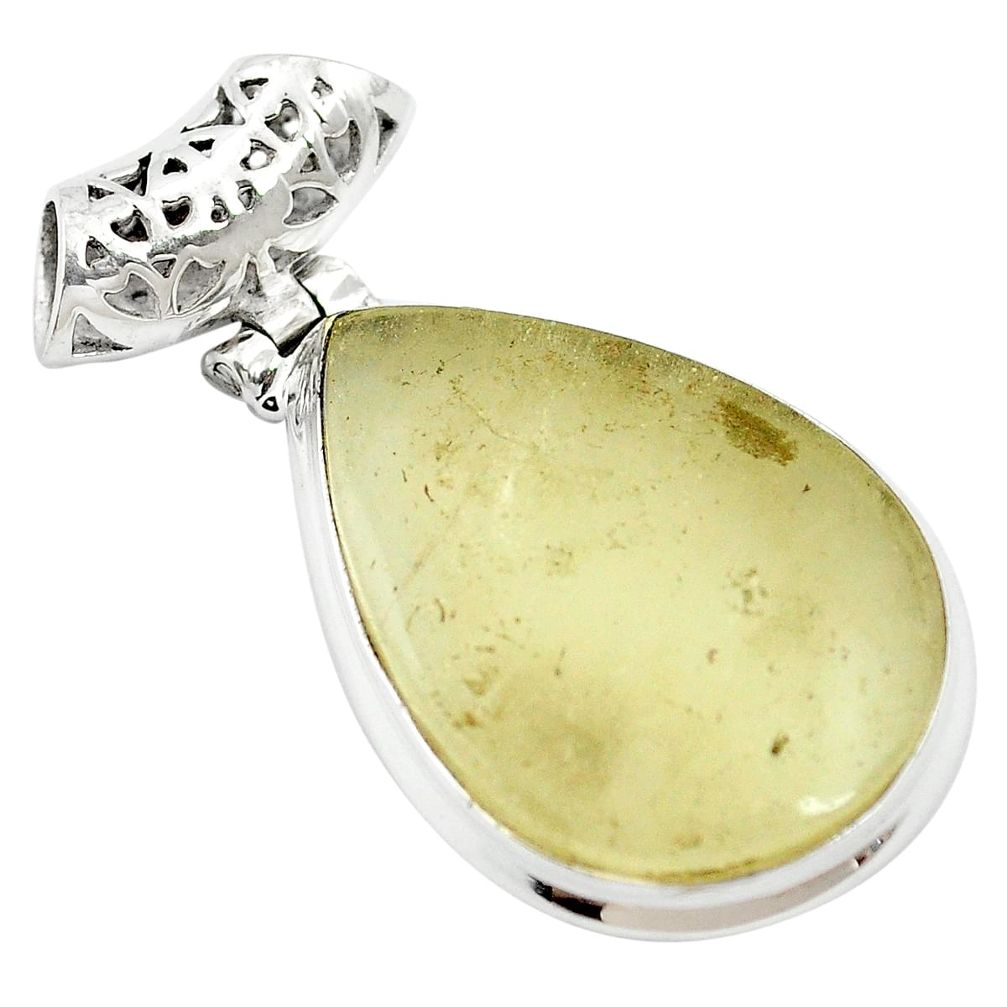 18.31cts natural libyan desert glass (gold tektite) 925 silver pendant m62794