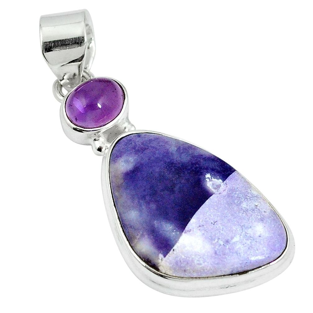 Natural purple tiffany stone amethyst 925 silver pendant jewelry m64003