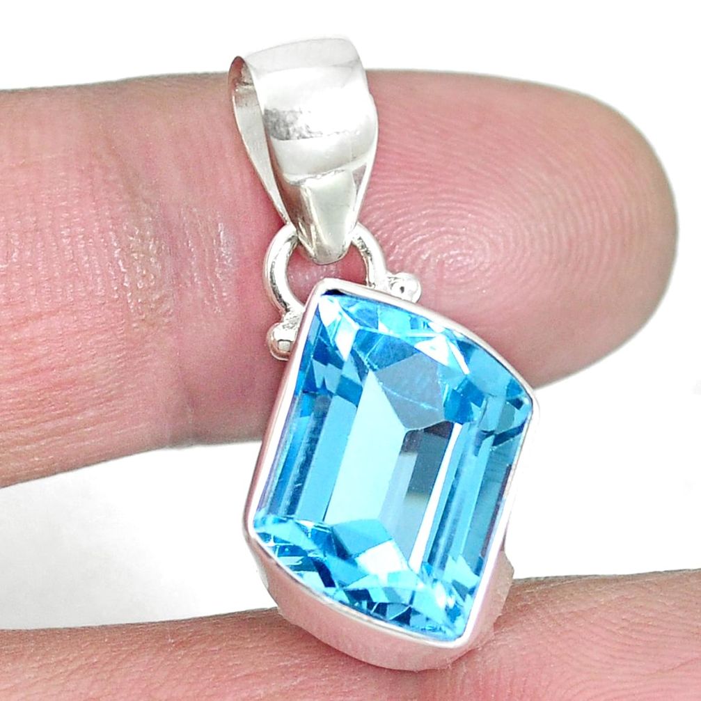 8.06cts natural blue topaz 925 sterling silver pendant jewelry m64061