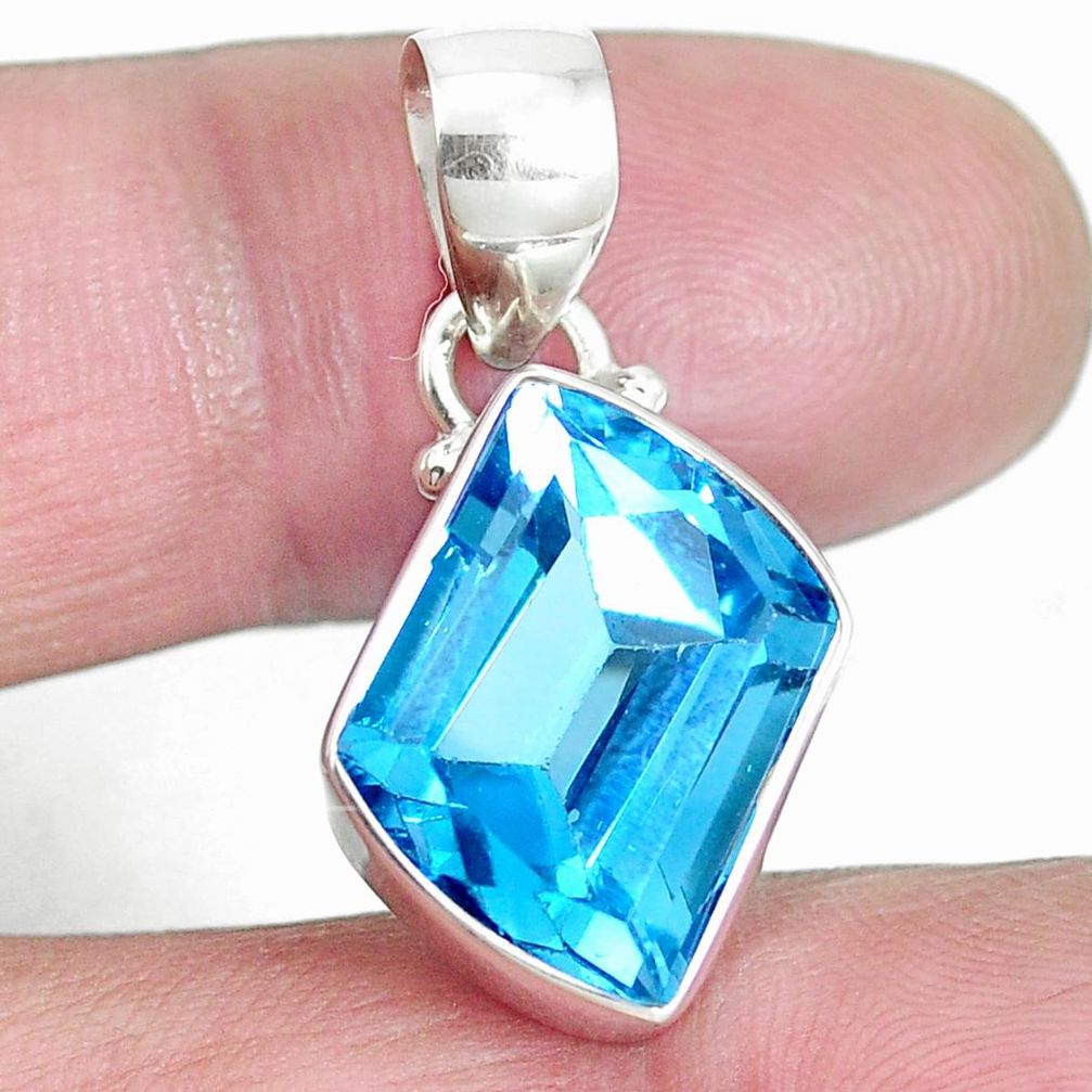 8.42cts natural blue topaz 925 sterling silver pendant jewelry m64062
