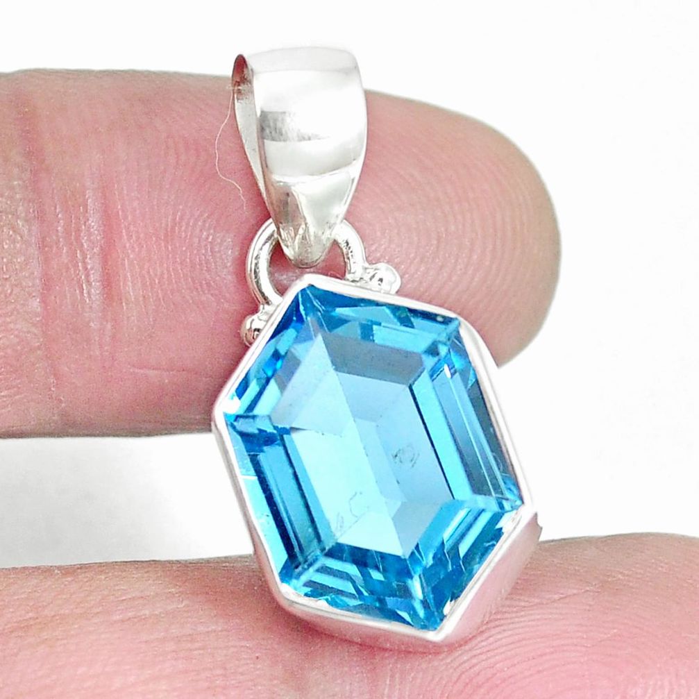 8.37cts natural blue topaz 925 sterling silver pendant jewelry m64064