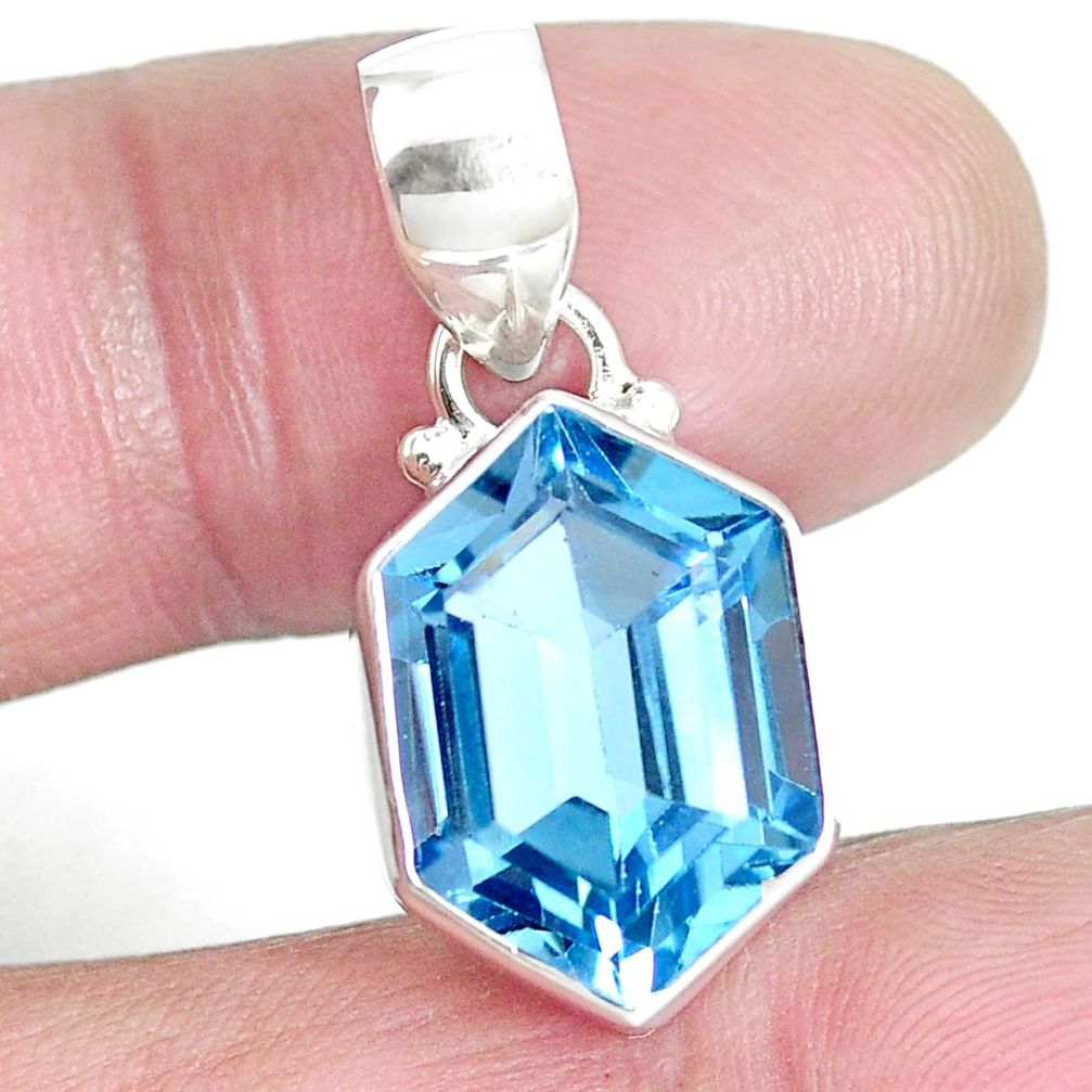 8.77cts natural blue topaz 925 sterling silver pendant jewelry m64065