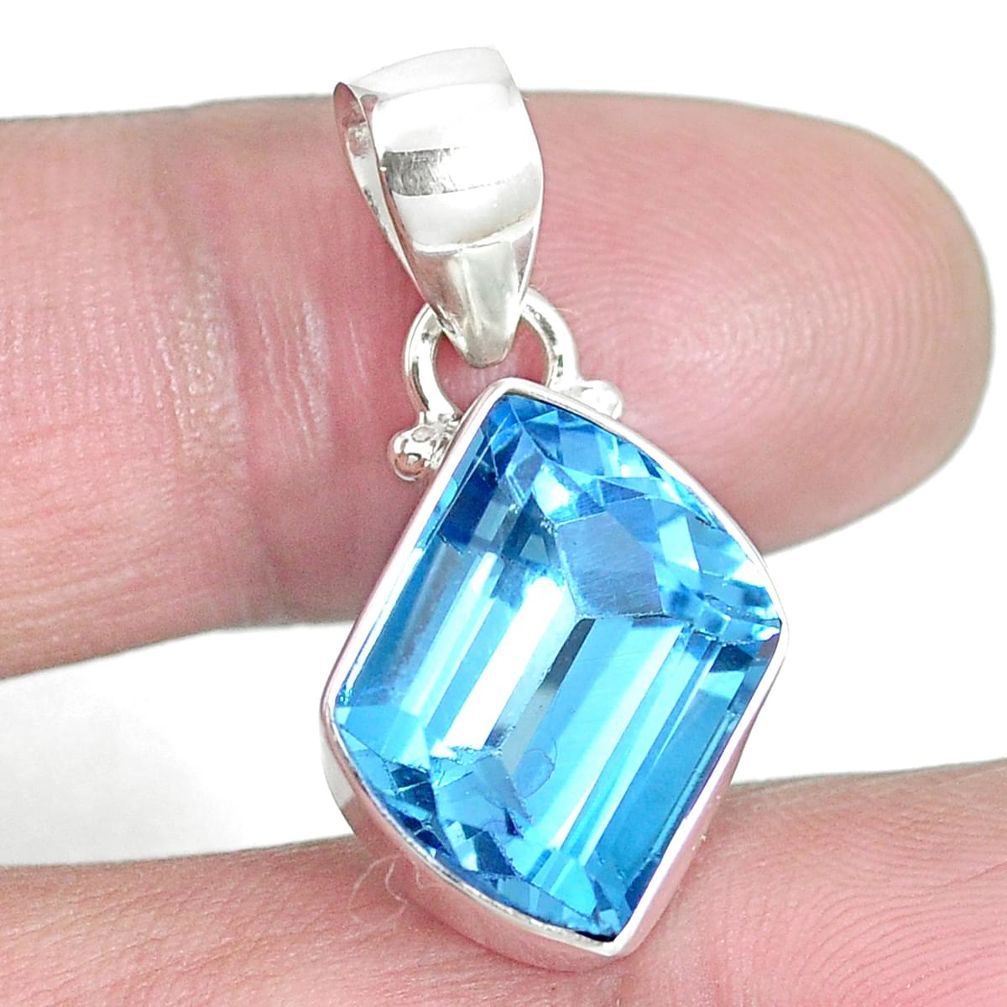 8.05cts natural blue topaz 925 sterling silver pendant jewelry m64066