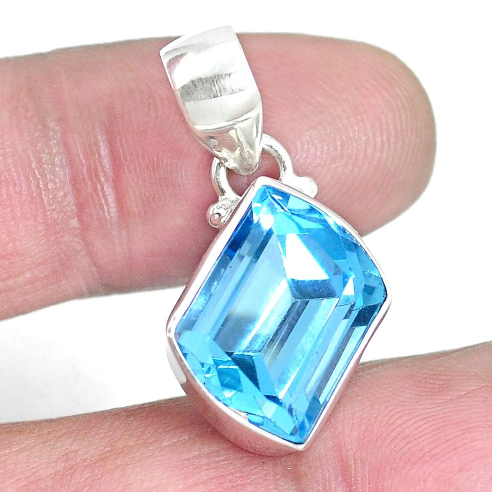 8.05cts natural blue topaz 925 sterling silver pendant jewelry m64067