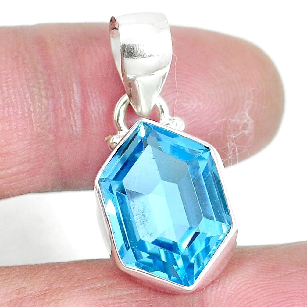 8.37cts natural blue topaz 925 sterling silver pendant jewelry m64068