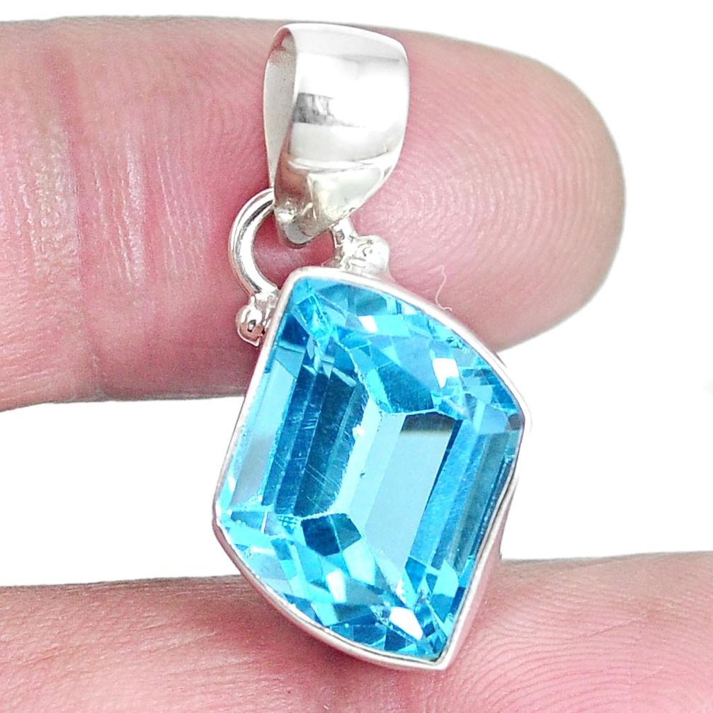 8.03cts natural blue topaz 925 sterling silver pendant jewelry m64069