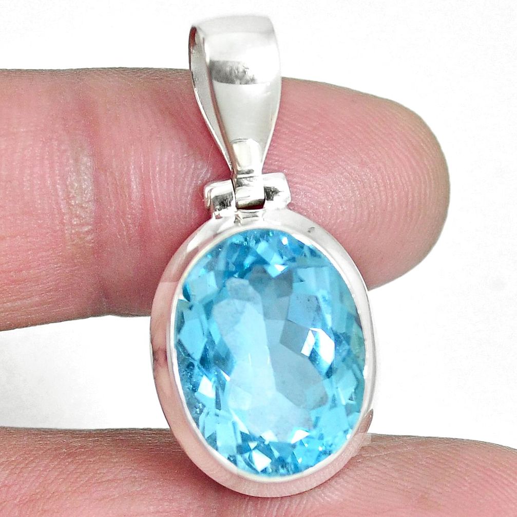 10.69cts natural blue topaz 925 sterling silver pendant jewelry m64071