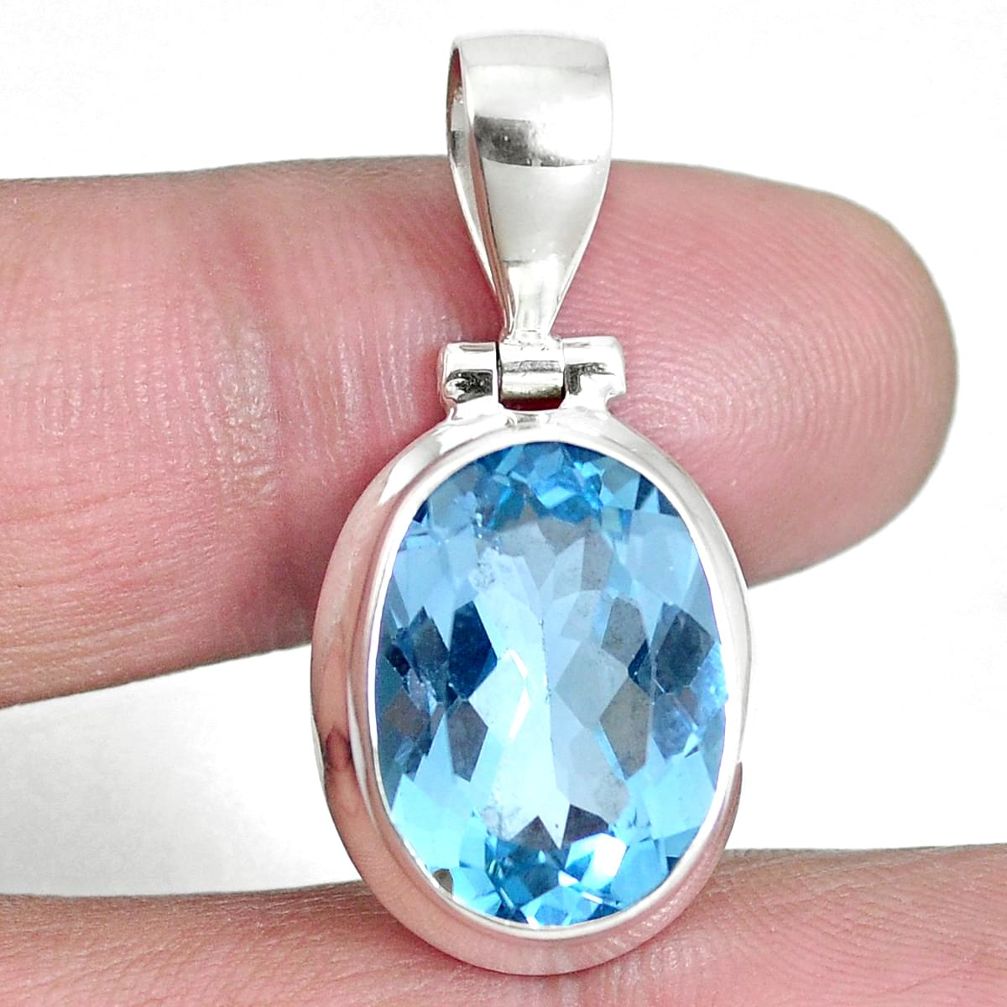 10.35cts natural blue topaz 925 sterling silver pendant jewelry m64074