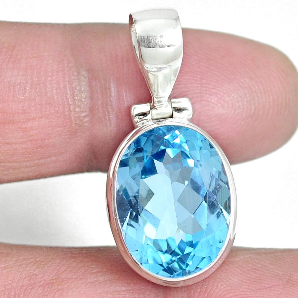 11.02cts natural blue topaz 925 sterling silver pendant jewelry m64076