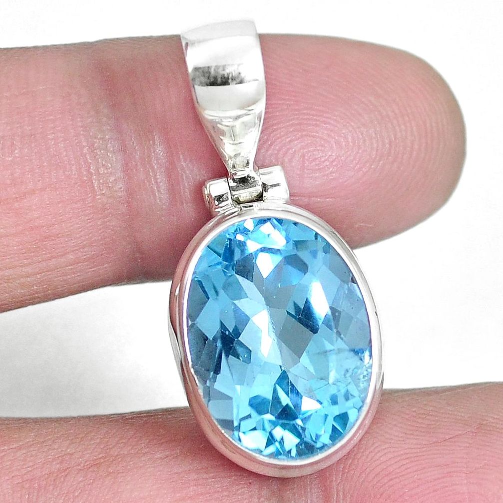 11.02cts natural blue topaz 925 sterling silver pendant jewelry m64077