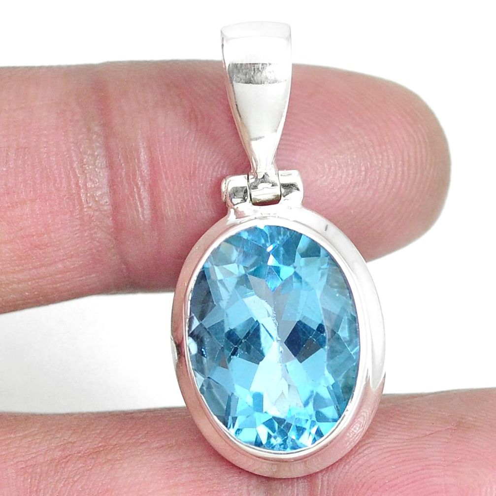 10.61cts natural blue topaz 925 sterling silver pendant jewelry m64079