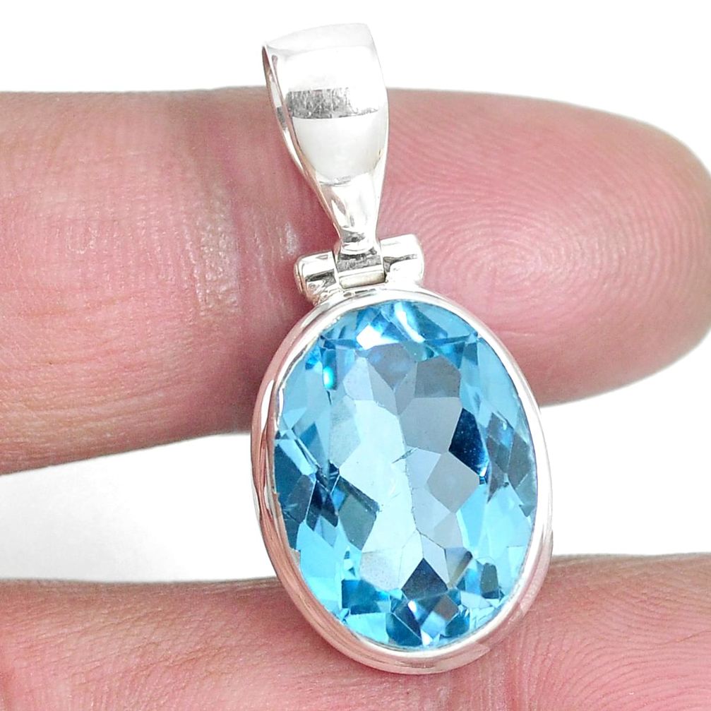 10.06cts natural blue topaz 925 sterling silver pendant jewelry m64080