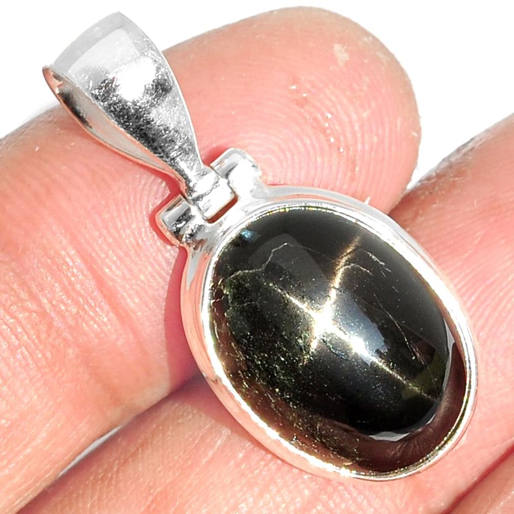 10.52cts natural black star 925 sterling silver pendant jewelry m64126