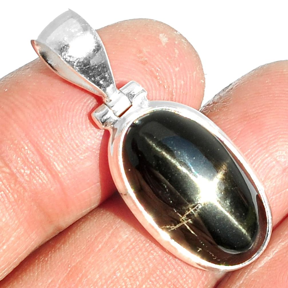 11.36cts natural black star 925 sterling silver pendant jewelry m64127
