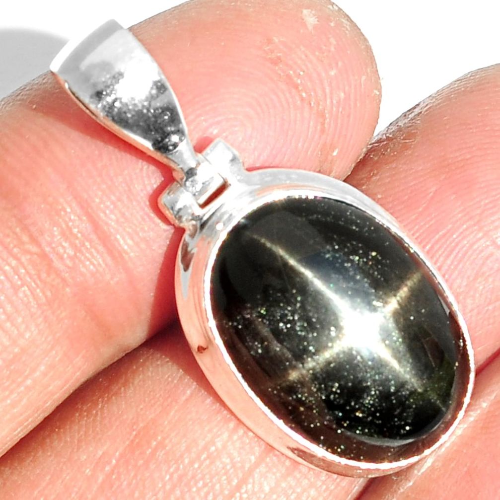 13.55cts natural black star 925 sterling silver pendant jewelry m64129