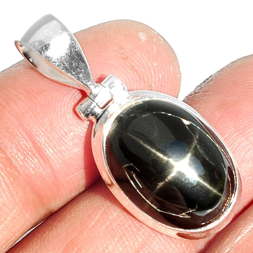 11.93cts natural black star 925 sterling silver pendant jewelry m64135