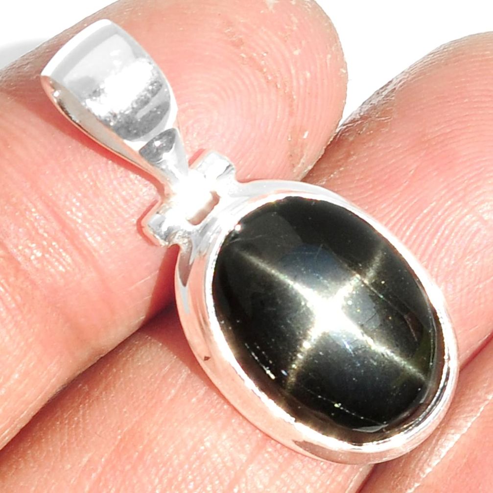 11.54cts natural black star 925 sterling silver pendant jewelry m64138