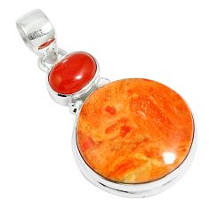 17.42cts natural red sponge coral onyx 925 sterling silver pendant m64490