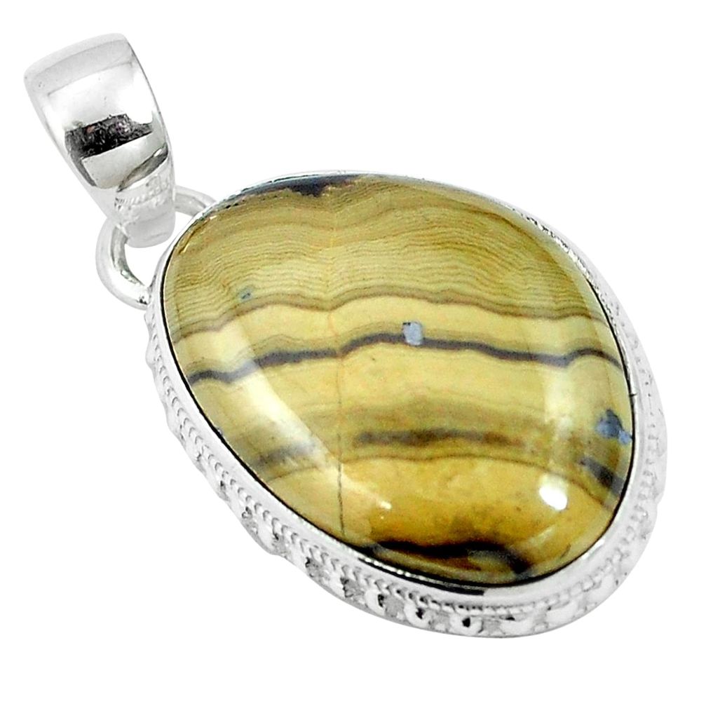 Natural yellow schalenblende polen 925 sterling silver pendant m64683