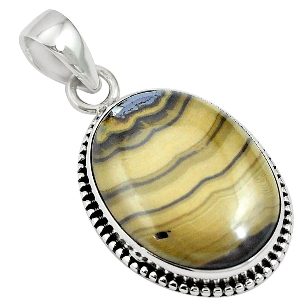 Natural yellow schalenblende polen 925 sterling silver pendant m64688