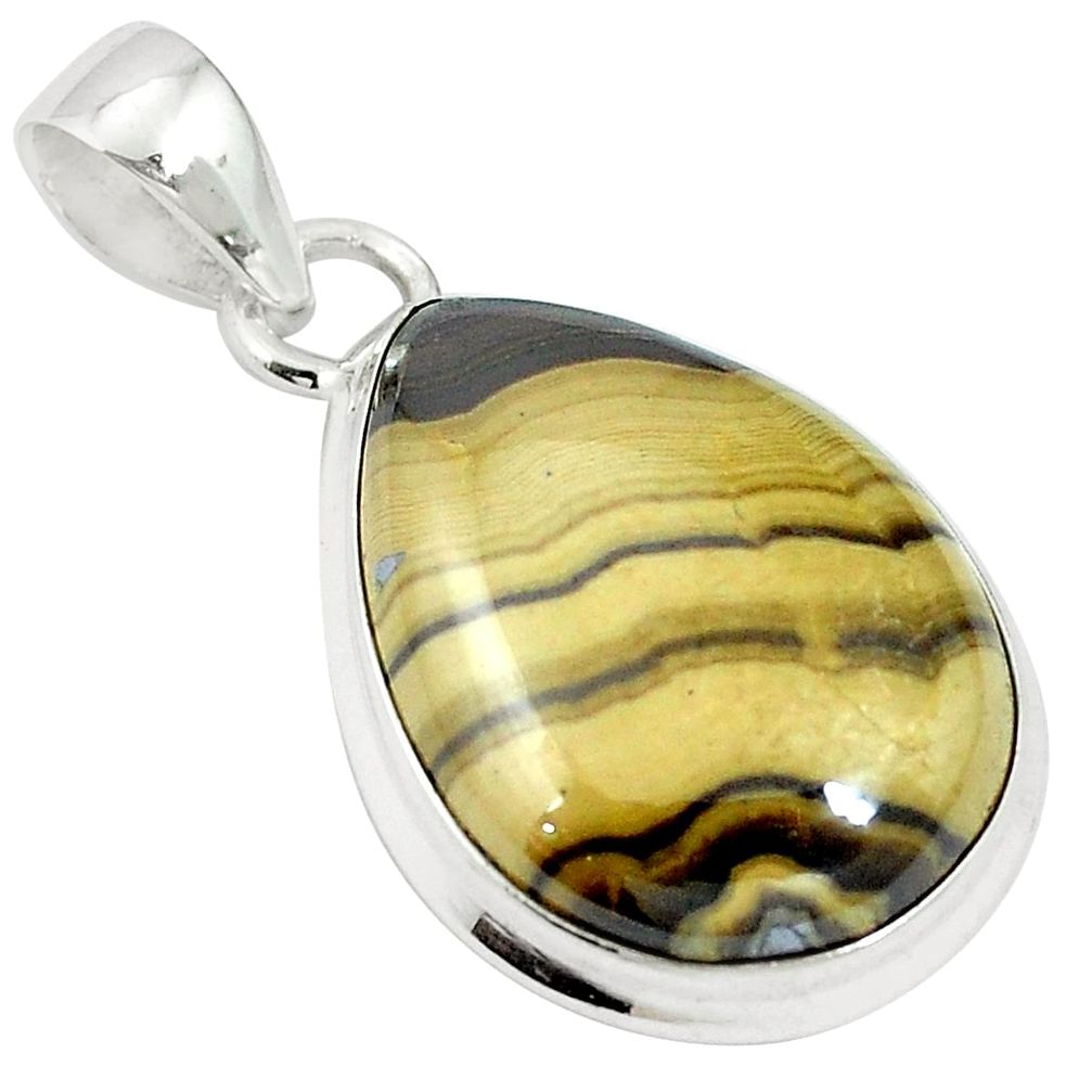 925 sterling silver natural yellow schalenblende polen pear pendant m64698