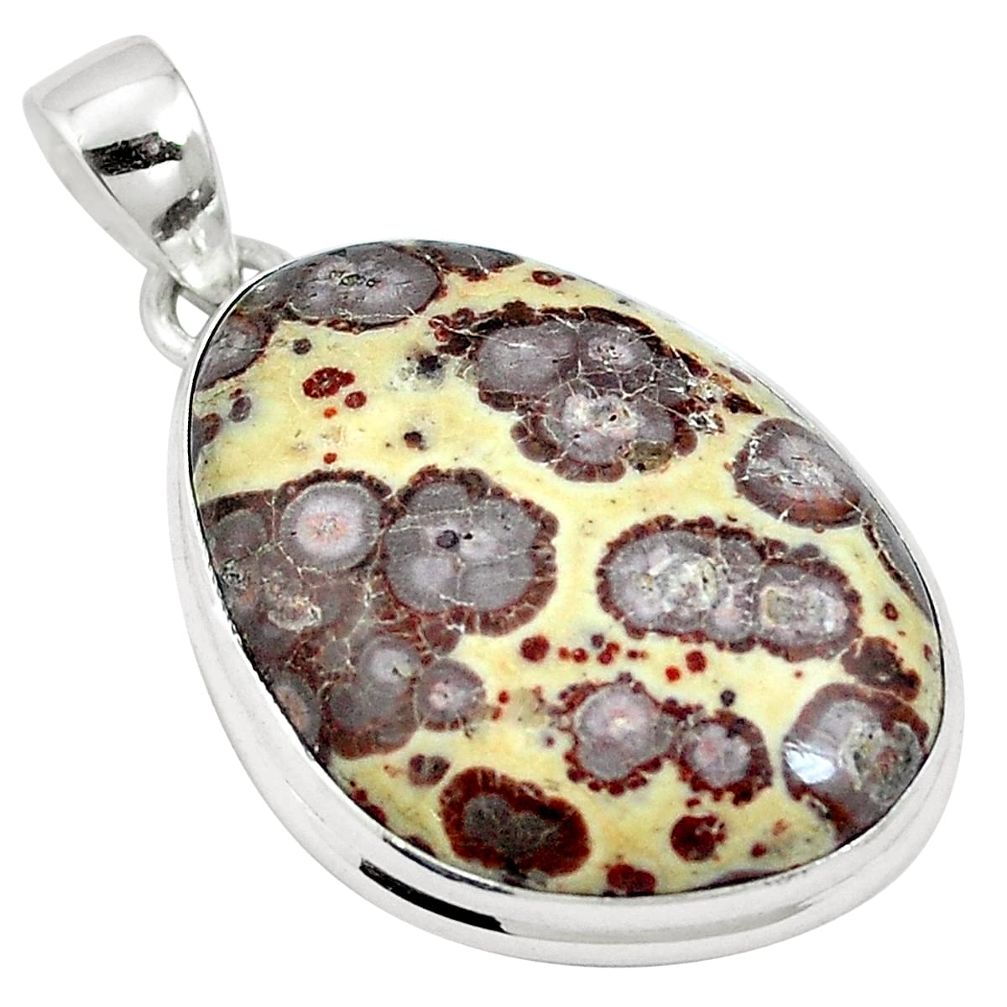 21.76cts natural brown asteroid jasper 925 sterling silver pendant m64720