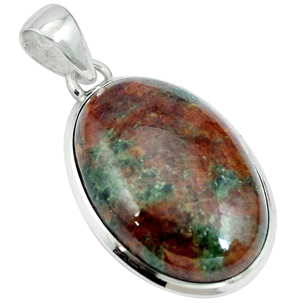 Natural green grass garnet 925 sterling silver pendant jewelry m64742