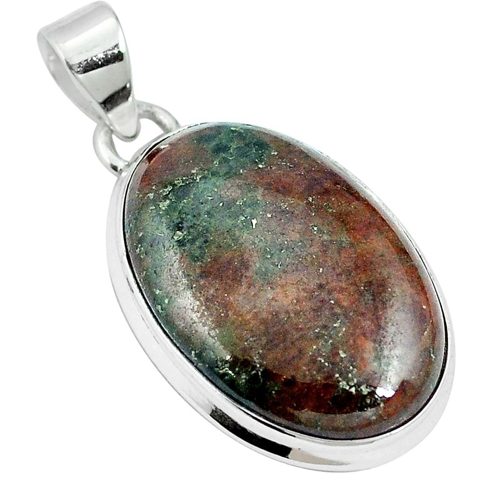 Natural green grass garnet 925 sterling silver pendant jewelry m64746