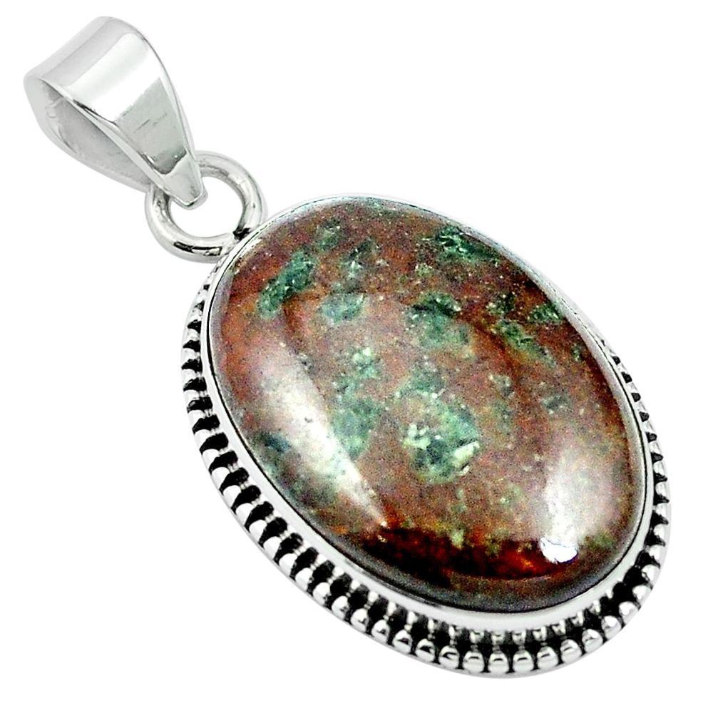 Natural green grass garnet 925 sterling silver pendant jewelry m64755