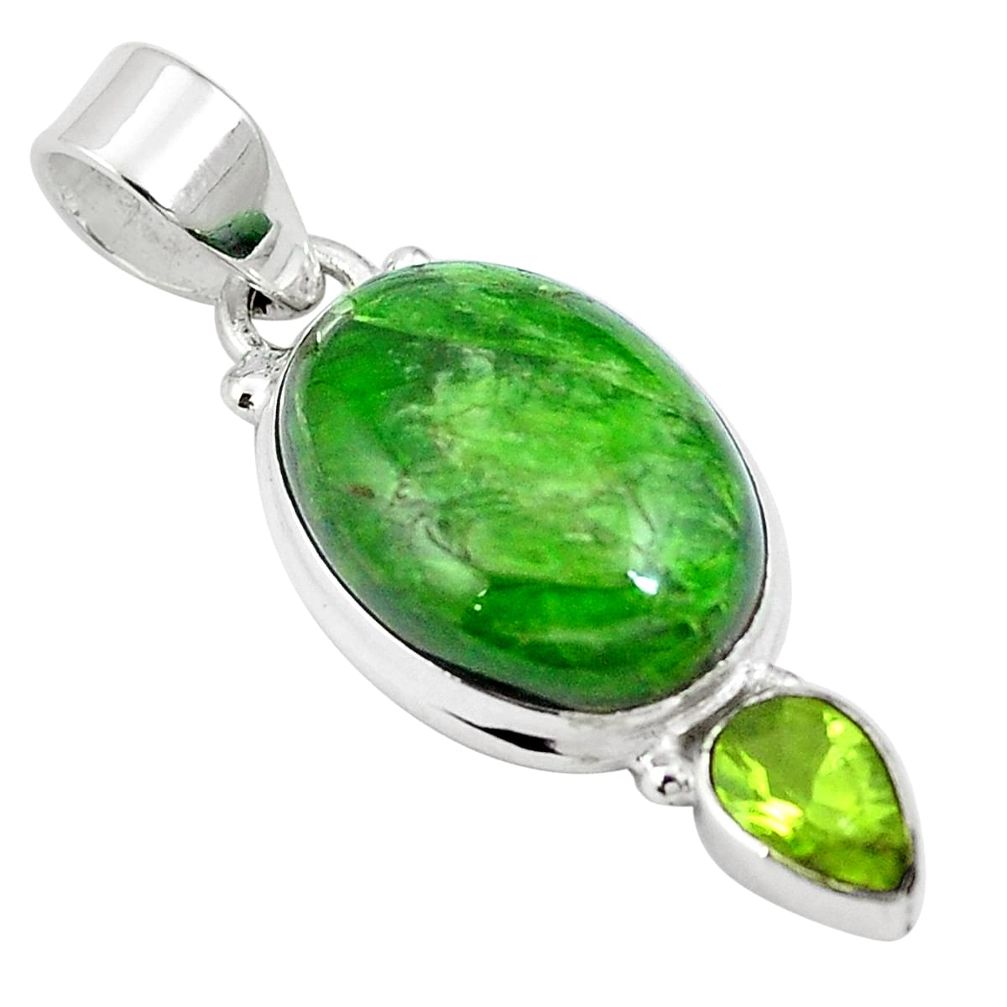 14.59cts natural green chrome diopside peridot 925 silver pendant m64801