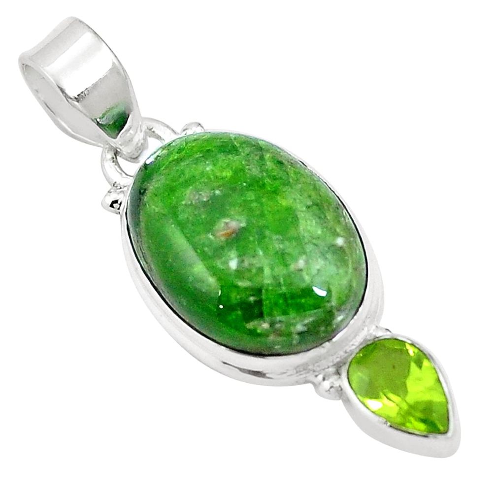 14.72cts natural green chrome diopside peridot 925 silver pendant m64802