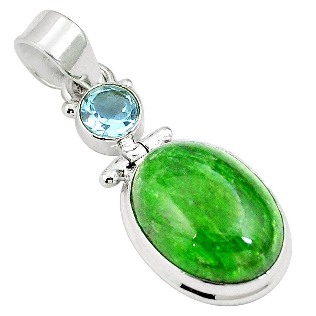 14.47cts natural green chrome diopside topaz 925 sterling silver pendant m64803