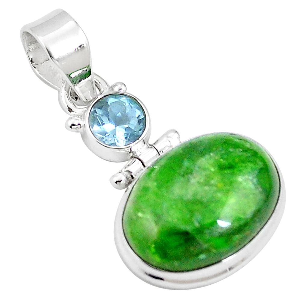 13.71cts natural green chrome diopside topaz 925 sterling silver pendant m64805