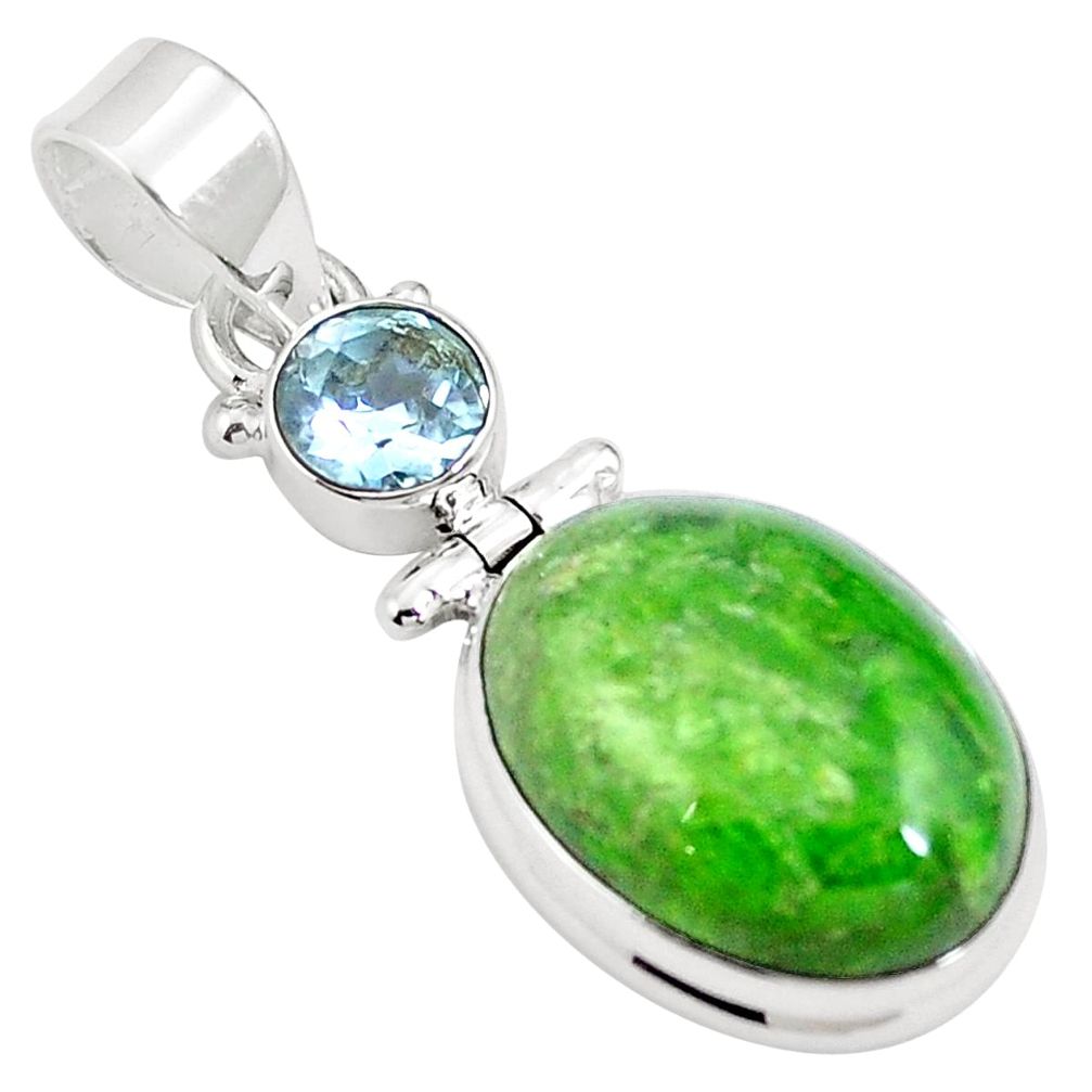 13.89cts natural green chrome diopside topaz 925 sterling silver pendant m64806