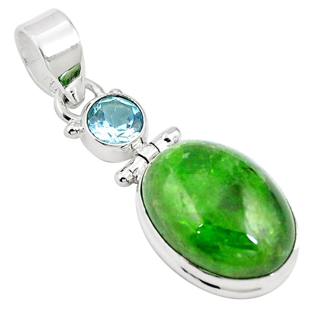 14.31cts natural green chrome diopside peridot 925 silver pendant m64807