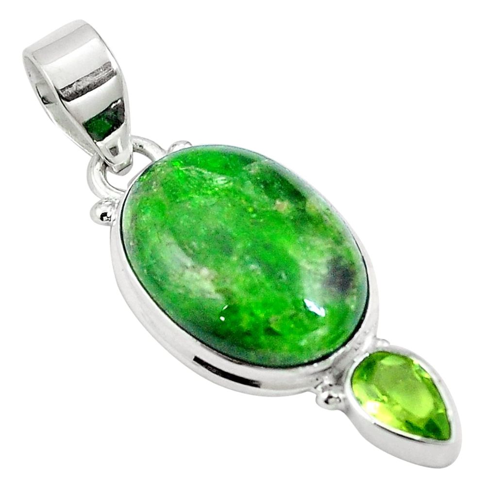 14.23cts natural green chrome diopside peridot 925 silver pendant m64809