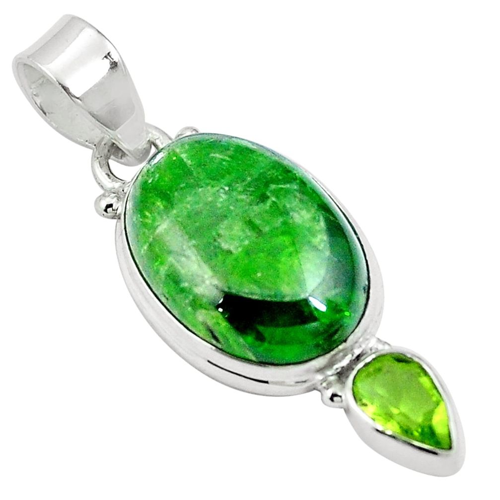 13.47cts natural green chrome diopside peridot 925 silver pendant m64811