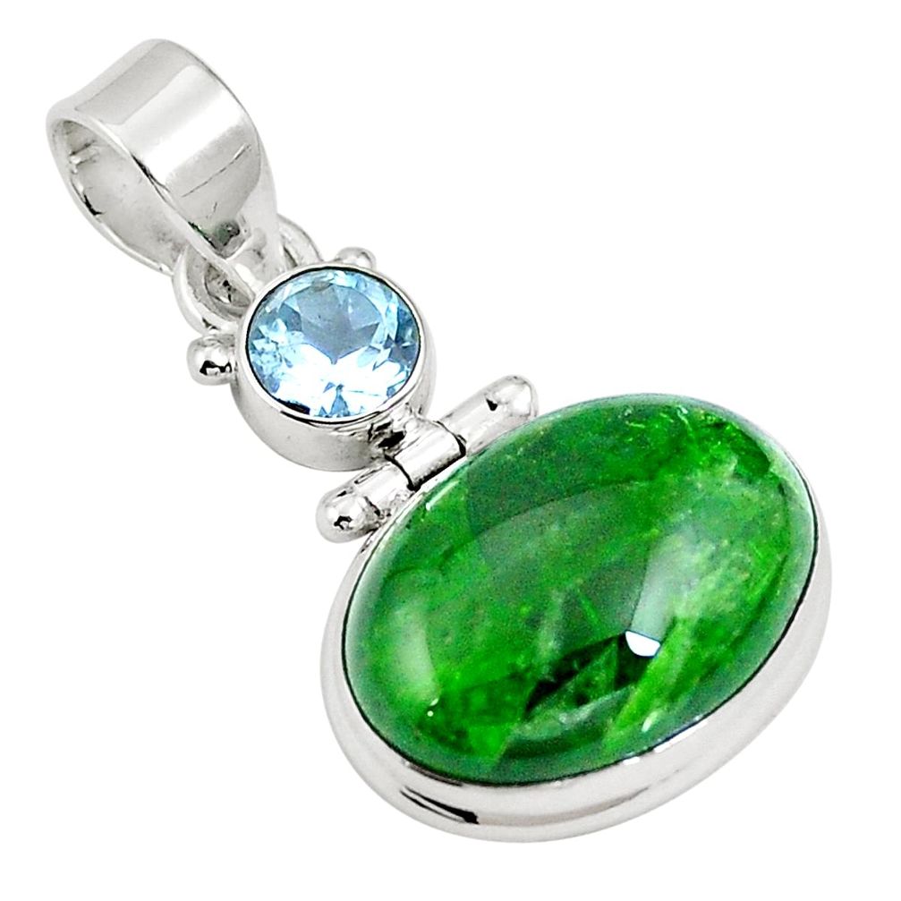 14.65cts natural green chrome diopside topaz 925 sterling silver pendant m64812
