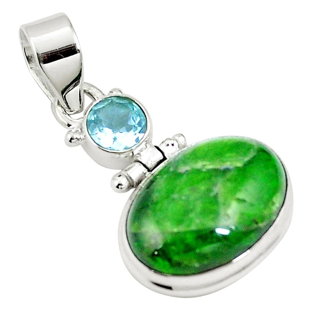 13.87cts natural green chrome diopside peridot 925 silver pendant m64816