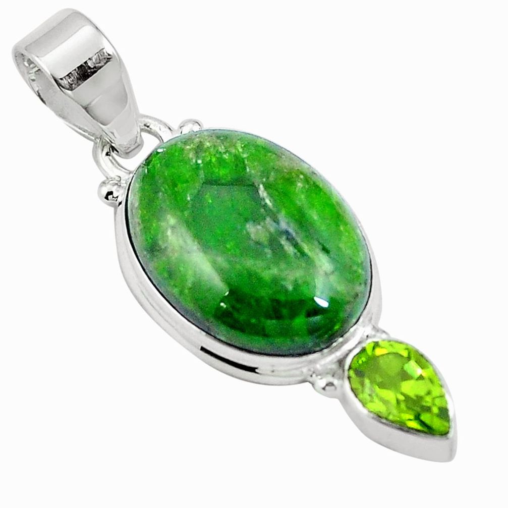 13.67cts natural green chrome diopside peridot 925 silver pendant m64817
