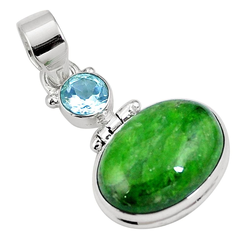 14.60cts natural green chrome diopside topaz 925 sterling silver pendant m64820