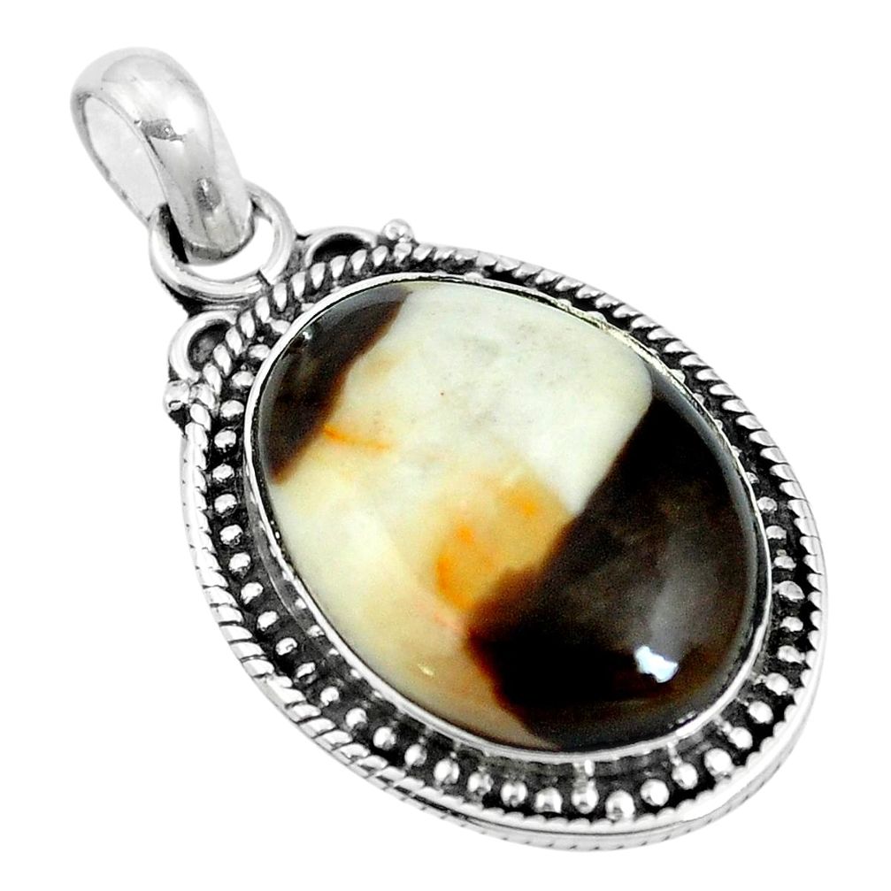 925 silver natural brown peanut petrified wood fossil pendant jewelry m65513